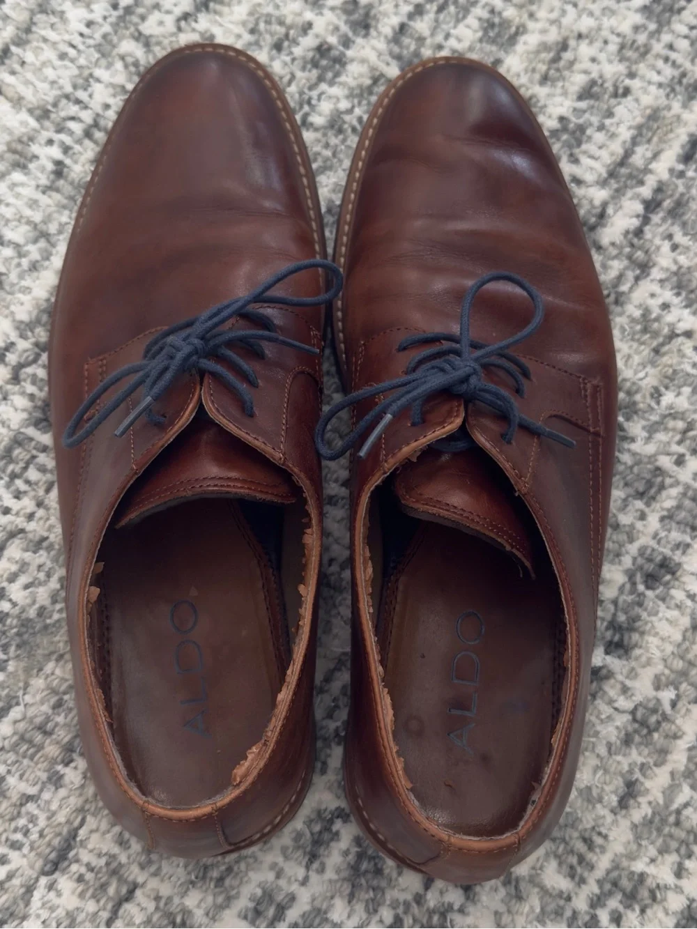Men's Aldo Brown Leather Derby Dress Shoes